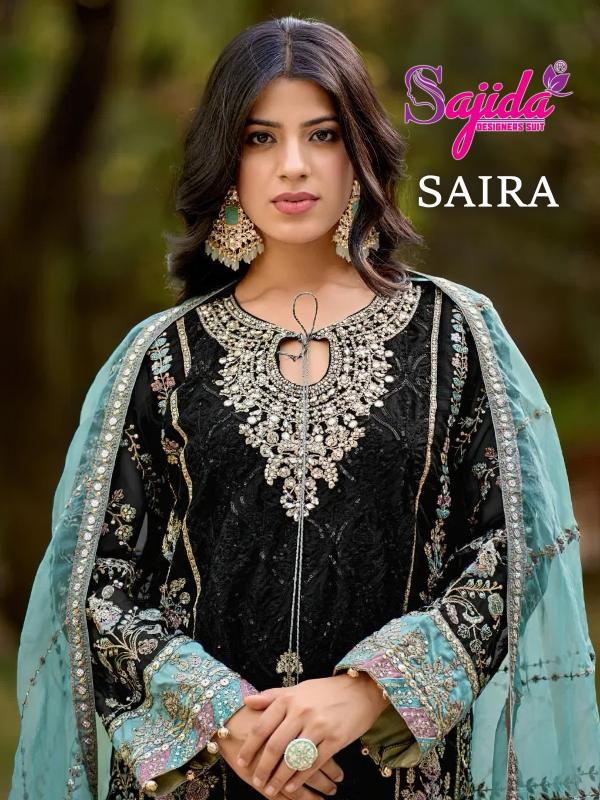 sajida designer saira readymade big size organza fashionable pakistani 3pcs dress