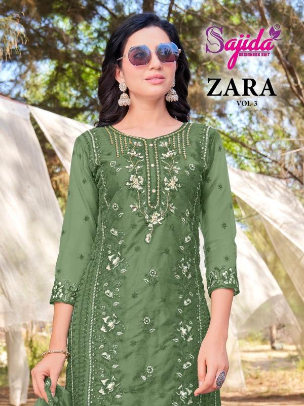 zara vol 3 by sajida designer readymade organza designer big size pakistani suit