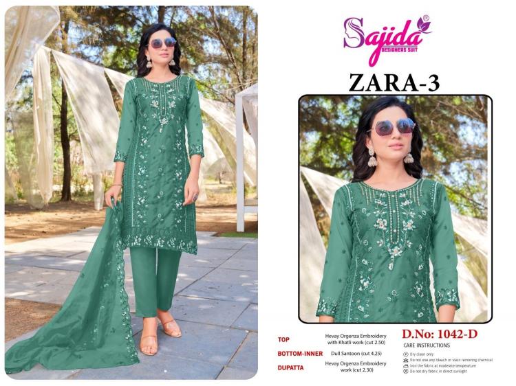 zara vol 3 by sajida designer readymade organza designer big size pakistani suit