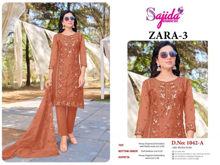 zara vol 3 by sajida designer readymade organza designer big size pakistani suit