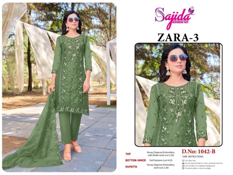 zara vol 3 by sajida designer readymade organza designer big size pakistani suit