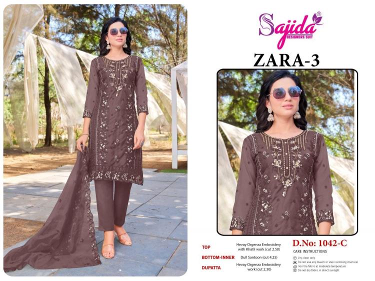 zara vol 3 by sajida designer readymade organza designer big size pakistani suit