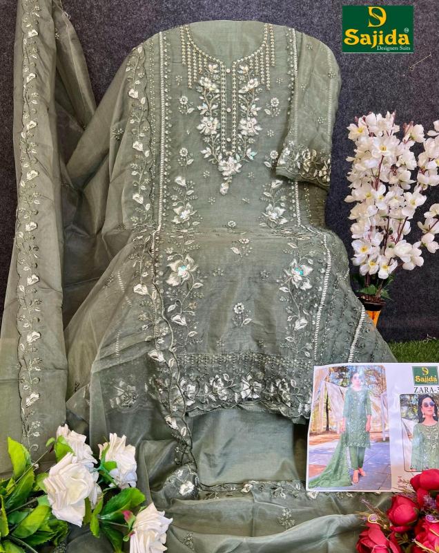 zara vol 3 by sajida designer readymade organza designer big size pakistani suit
