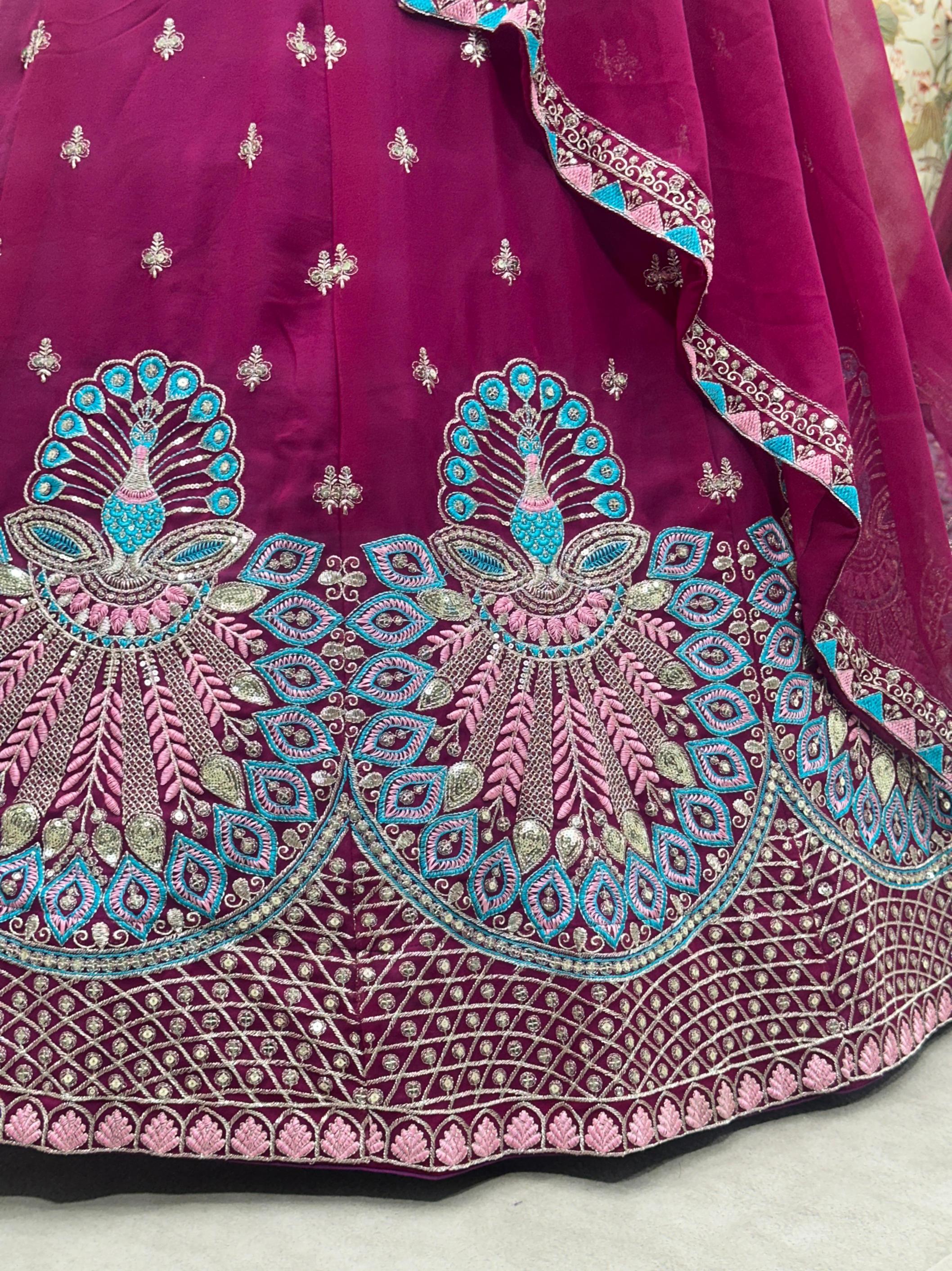 5105 shop trendy faux georgette engagement lehenga for bride