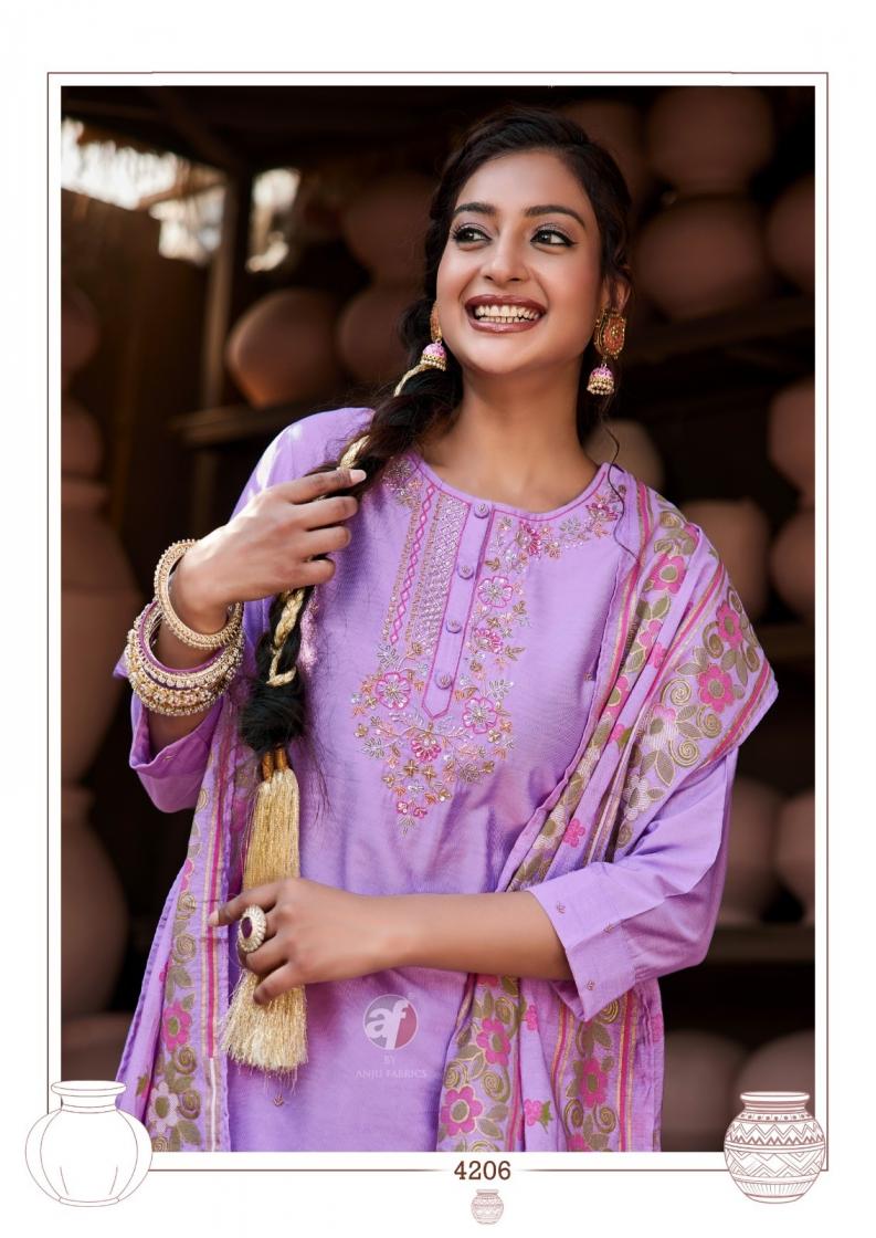 anju fab once more vol 5 viscose nylon exclusive full stitch big size 3pcs dress