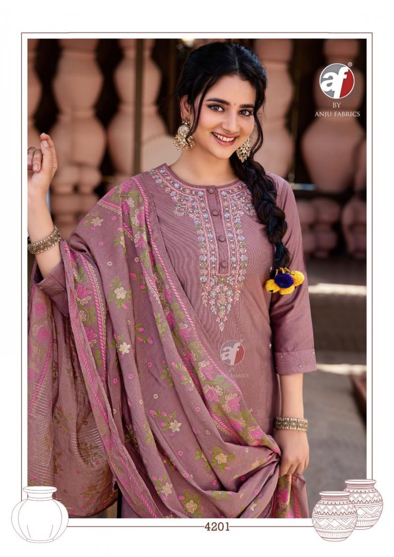 anju fab once more vol 5 viscose nylon exclusive full stitch big size 3pcs dress