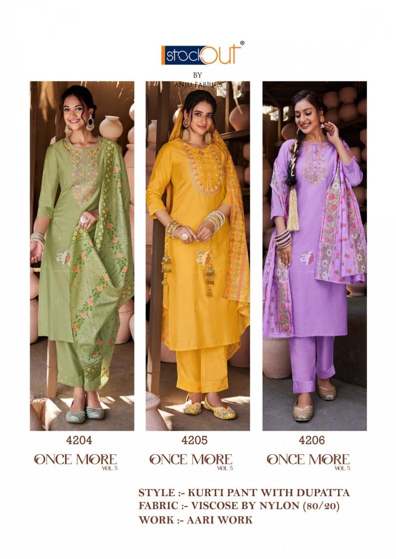 anju fab once more vol 5 viscose nylon exclusive full stitch big size 3pcs dress