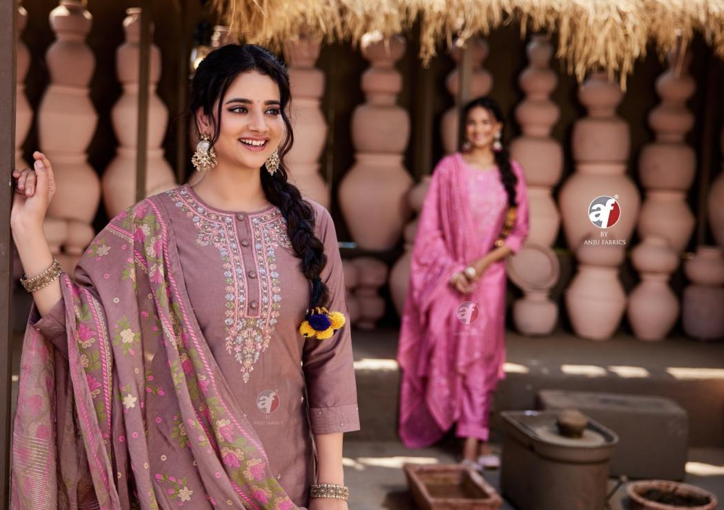 anju fab once more vol 5 viscose nylon exclusive full stitch big size 3pcs dress