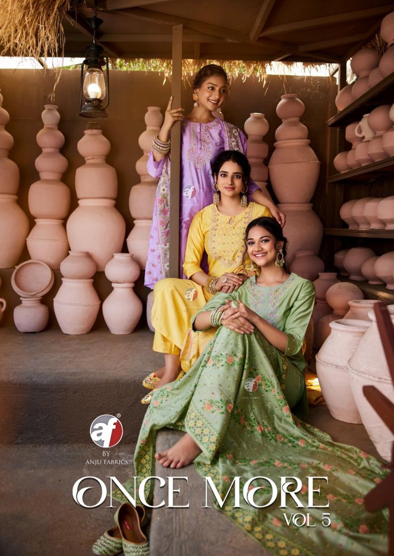 anju fab once more vol 5 viscose nylon exclusive full stitch big size 3pcs dress