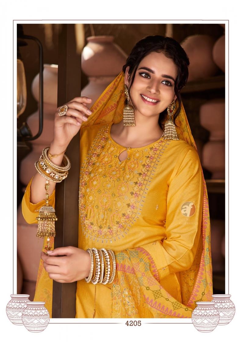 anju fab once more vol 5 viscose nylon exclusive full stitch big size 3pcs dress