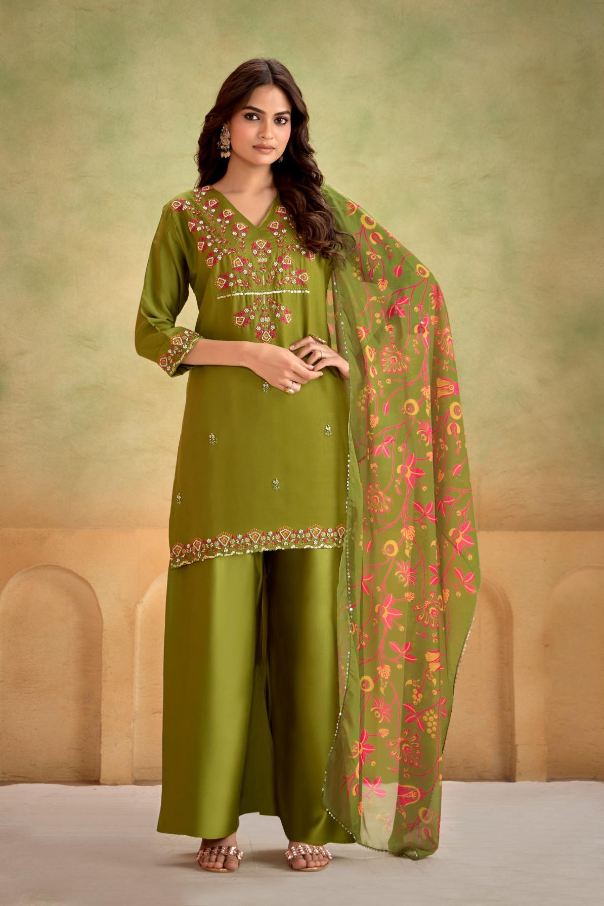 artridhs gaji silks readymade handwork shop trendy combo plazzo suits 