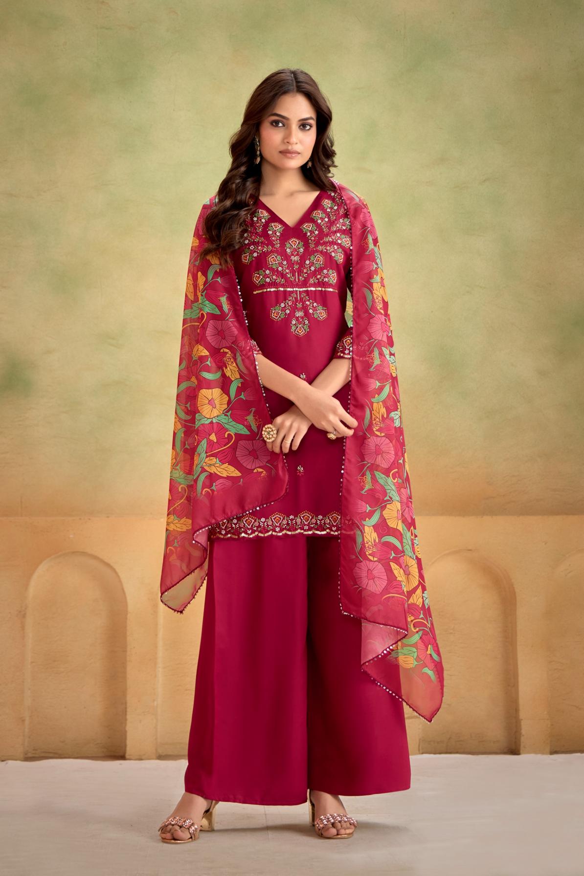 artridhs gaji silks readymade handwork shop trendy combo plazzo suits 