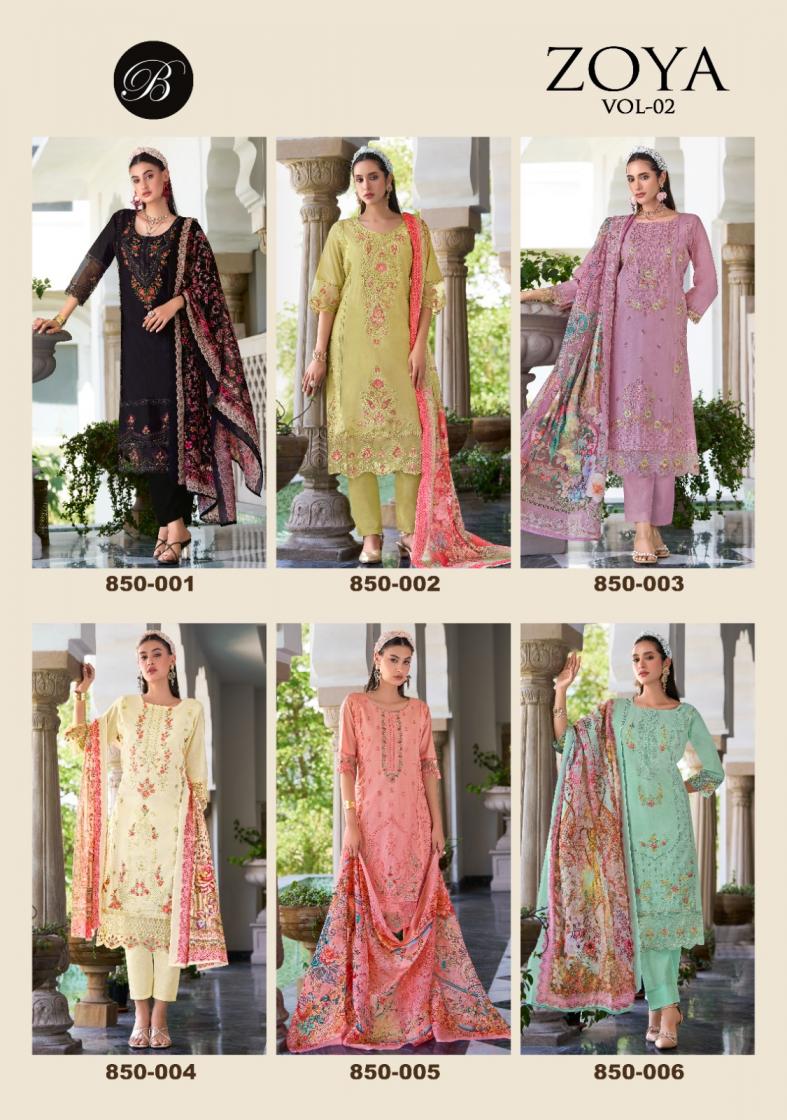 belliza designer studio present zoya vol 2 cotton daman work designer big size readymade suit