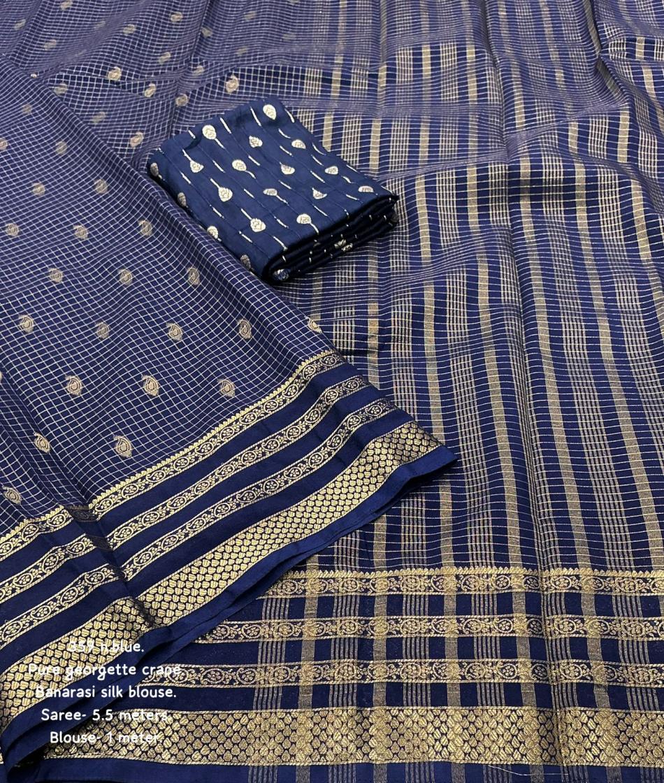 kc 359 crape georgette zari woven chex shop trendy saree online 