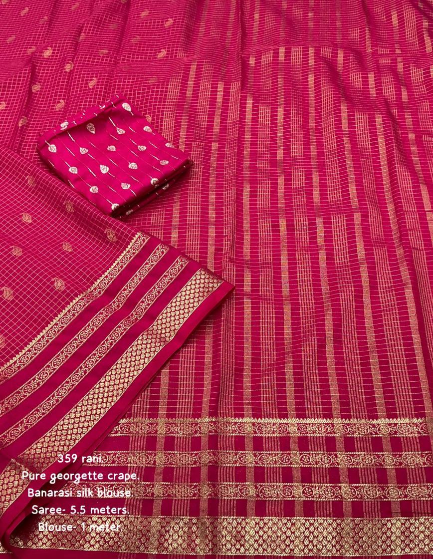 kc 359 crape georgette zari woven chex shop trendy saree online 