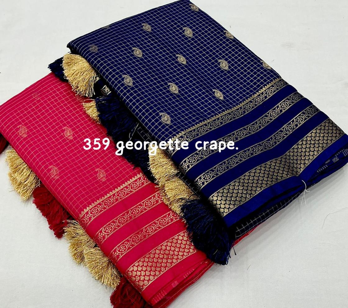 kc 359 crape georgette zari woven chex shop trendy saree online 