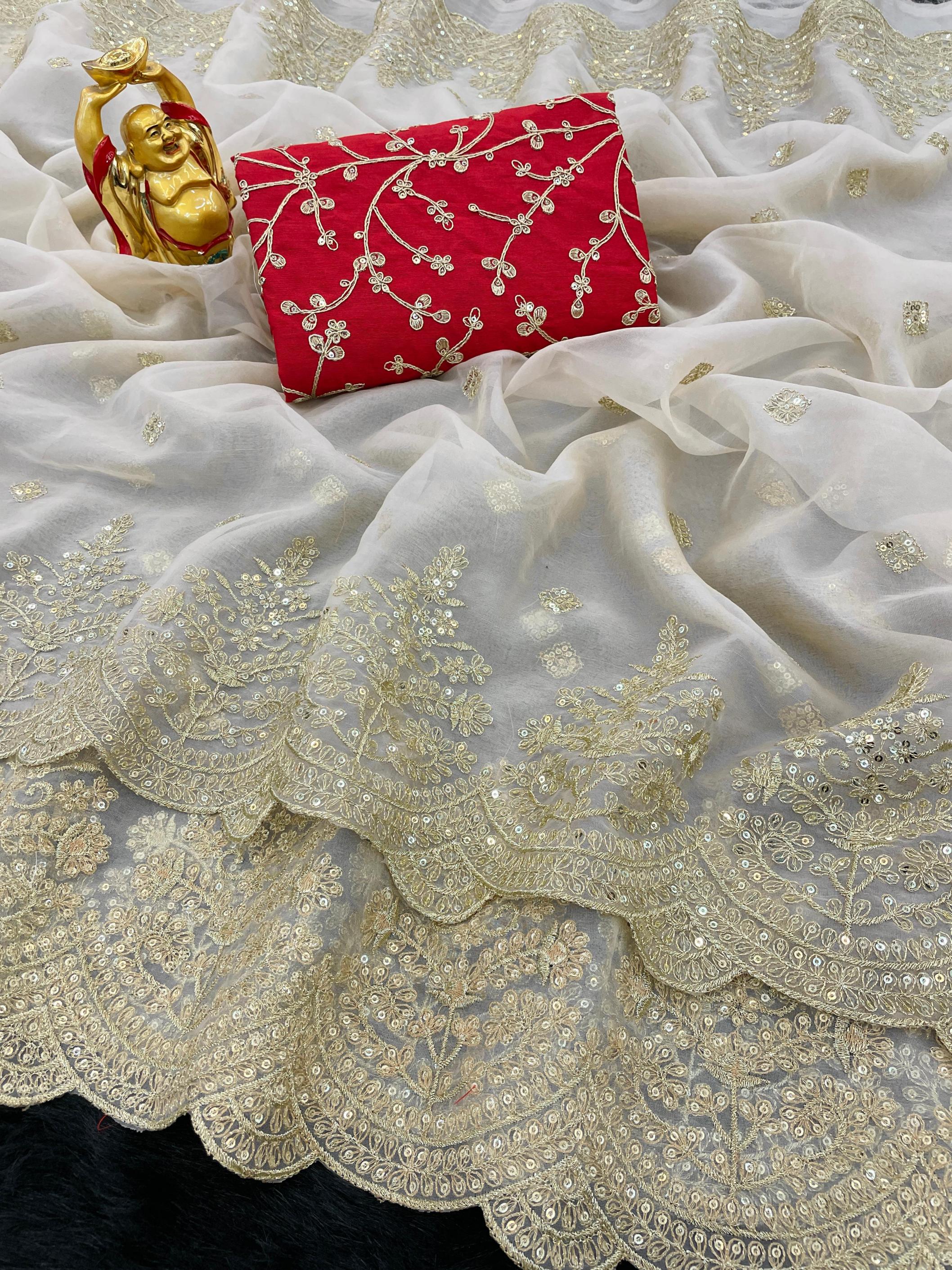 kc 834 organza sequence work traditional saree for womens 