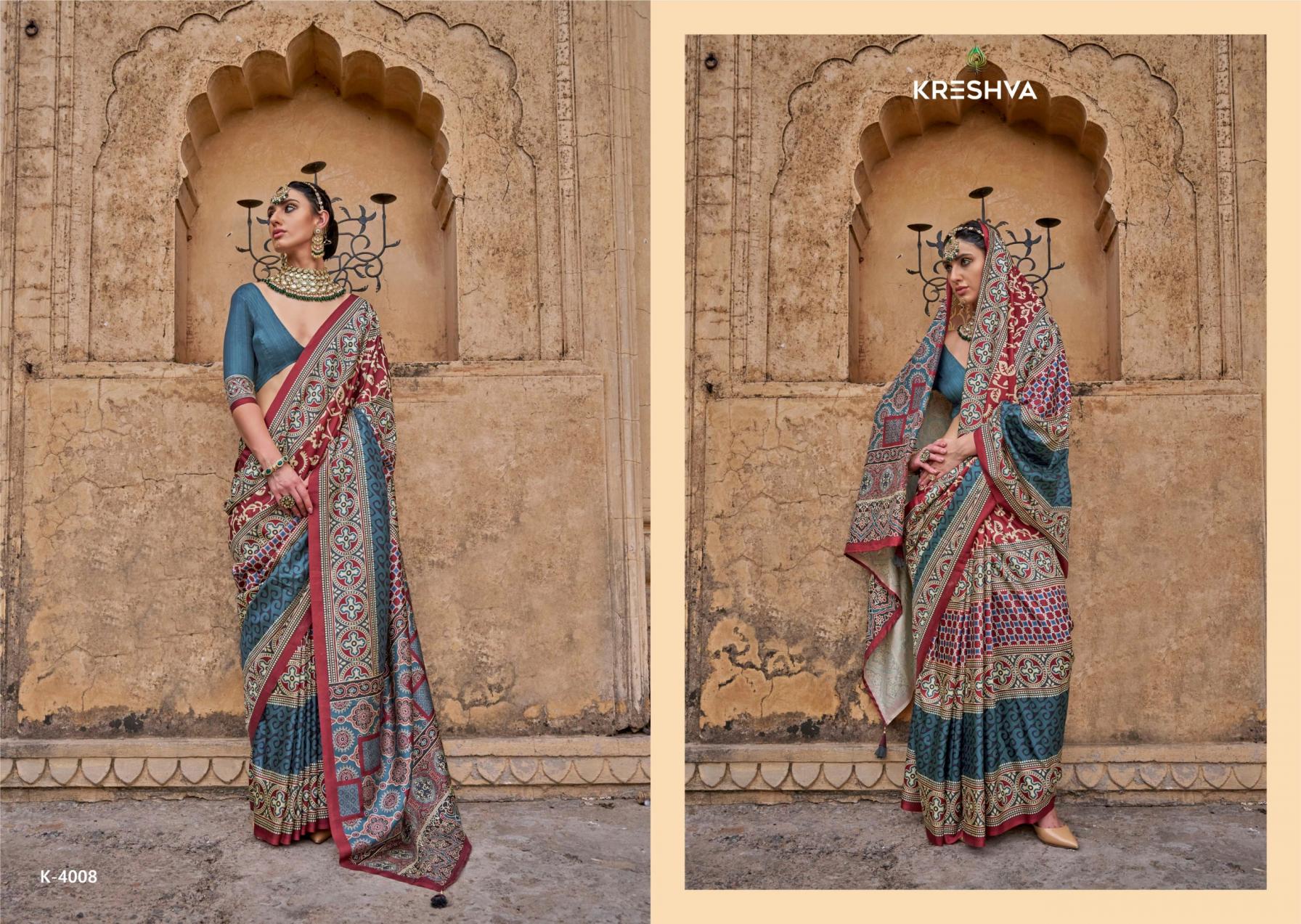 kreshva mantra 4005-4014 silk shop glamorous styles sarees 