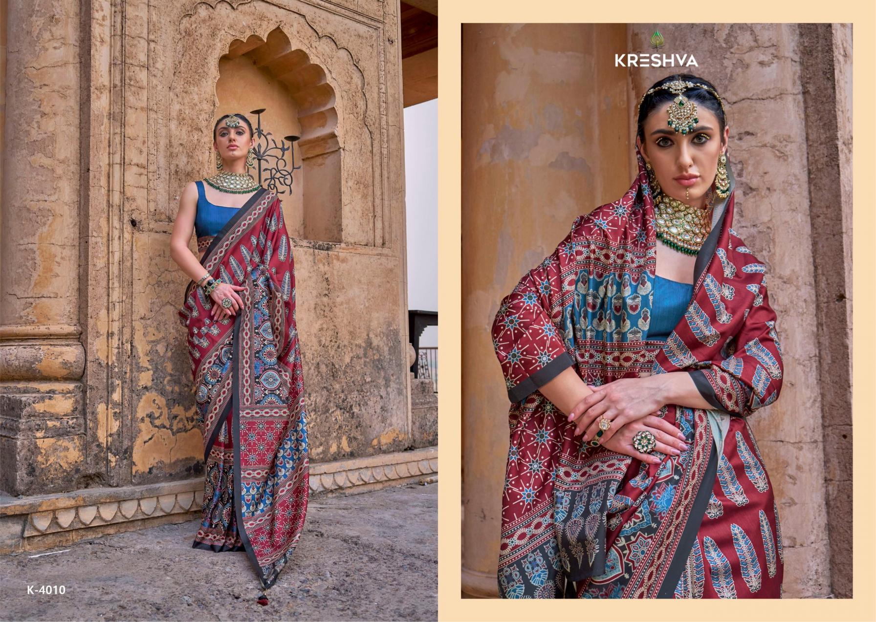 kreshva mantra 4005-4014 silk shop glamorous styles sarees 
