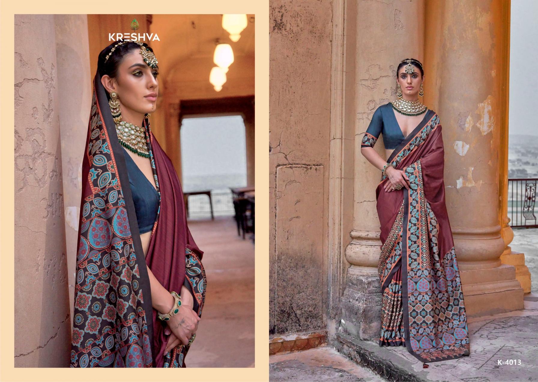 kreshva mantra 4005-4014 silk shop glamorous styles sarees 