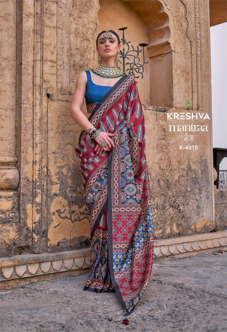 kreshva mantra 4005-4014 silk shop glamorous styles sarees 