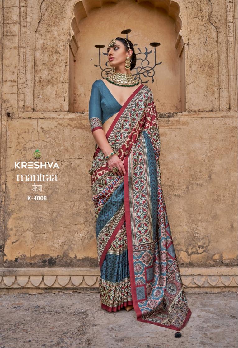 kreshva mantra 4005-4014 silk shop glamorous styles sarees 