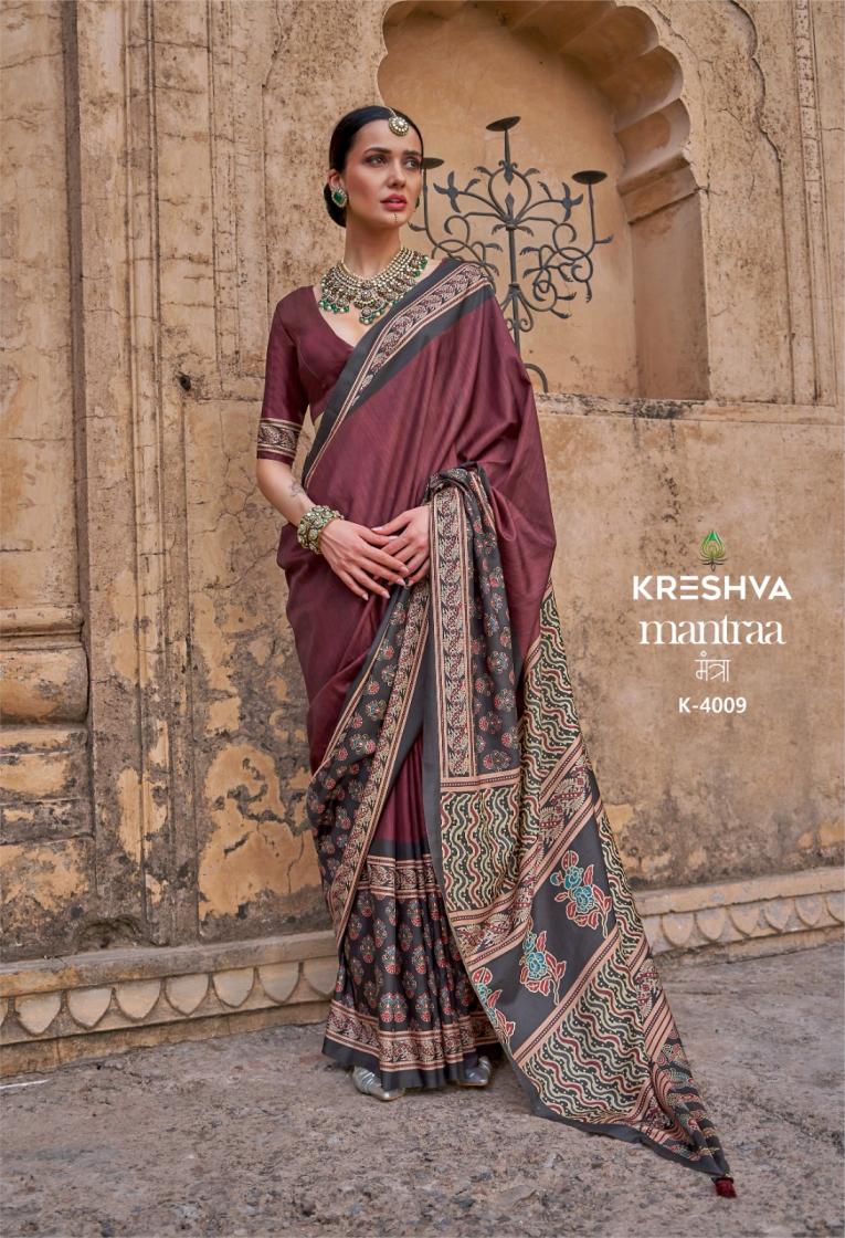 kreshva mantra 4005-4014 silk shop glamorous styles sarees 