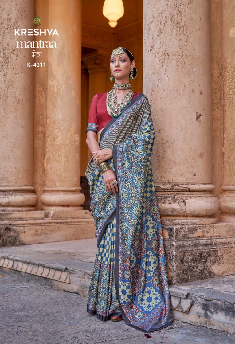 kreshva mantra 4005-4014 silk shop glamorous styles sarees 