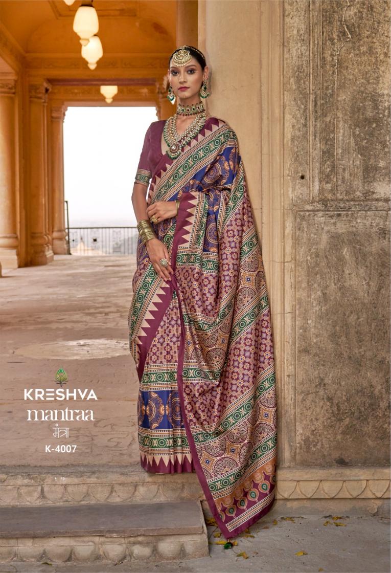 kreshva mantra 4005-4014 silk shop glamorous styles sarees 