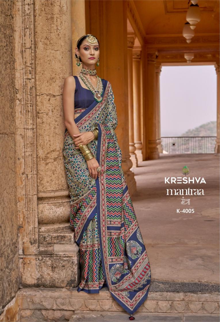 kreshva mantra 4005-4014 silk shop glamorous styles sarees 