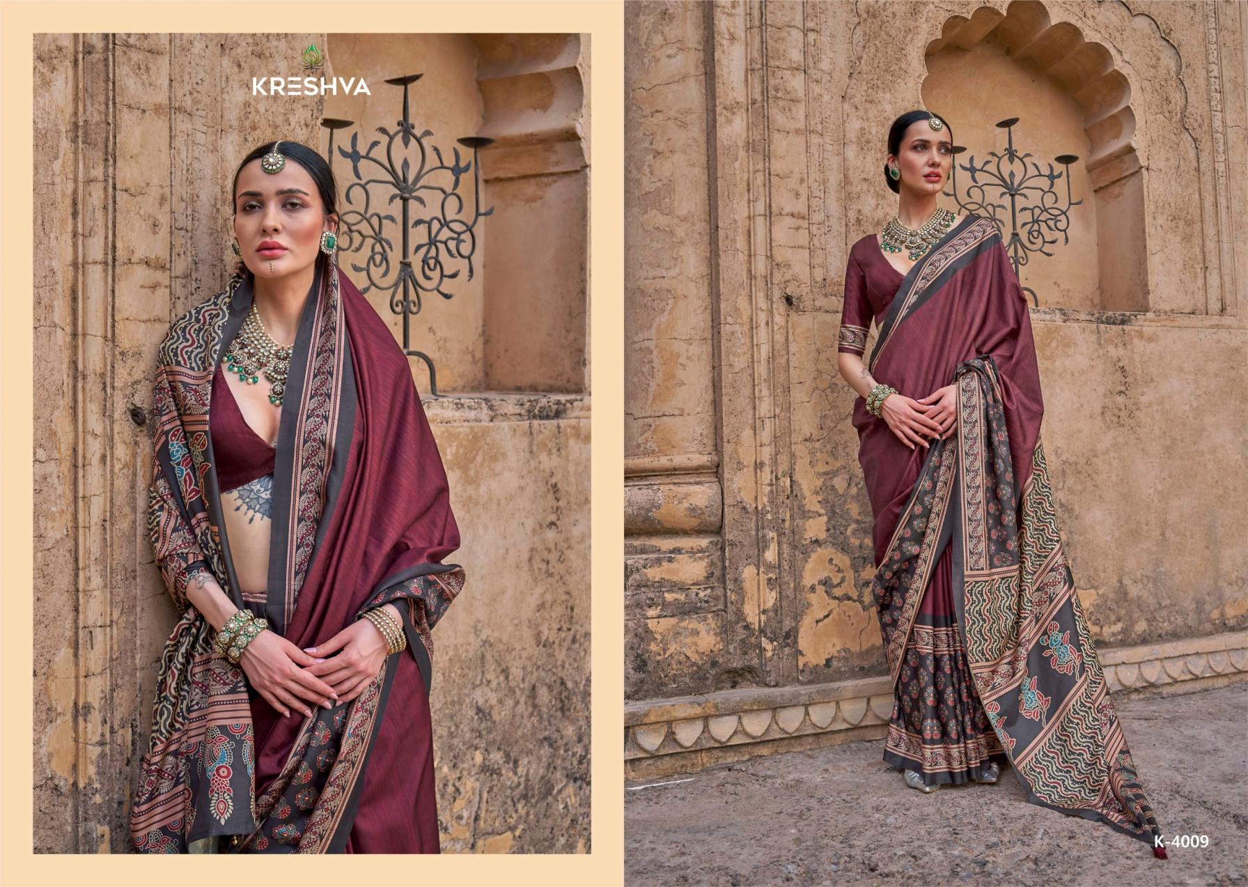 kreshva mantra 4005-4014 silk shop glamorous styles sarees 
