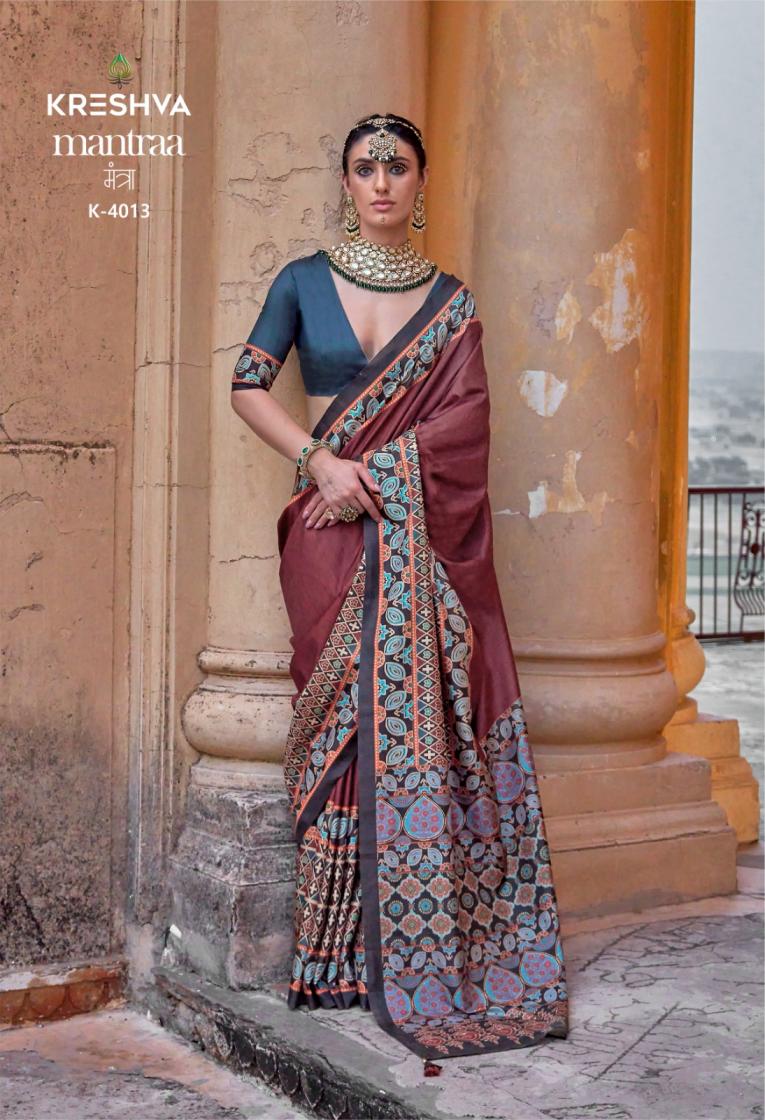 kreshva mantra 4005-4014 silk shop glamorous styles sarees 