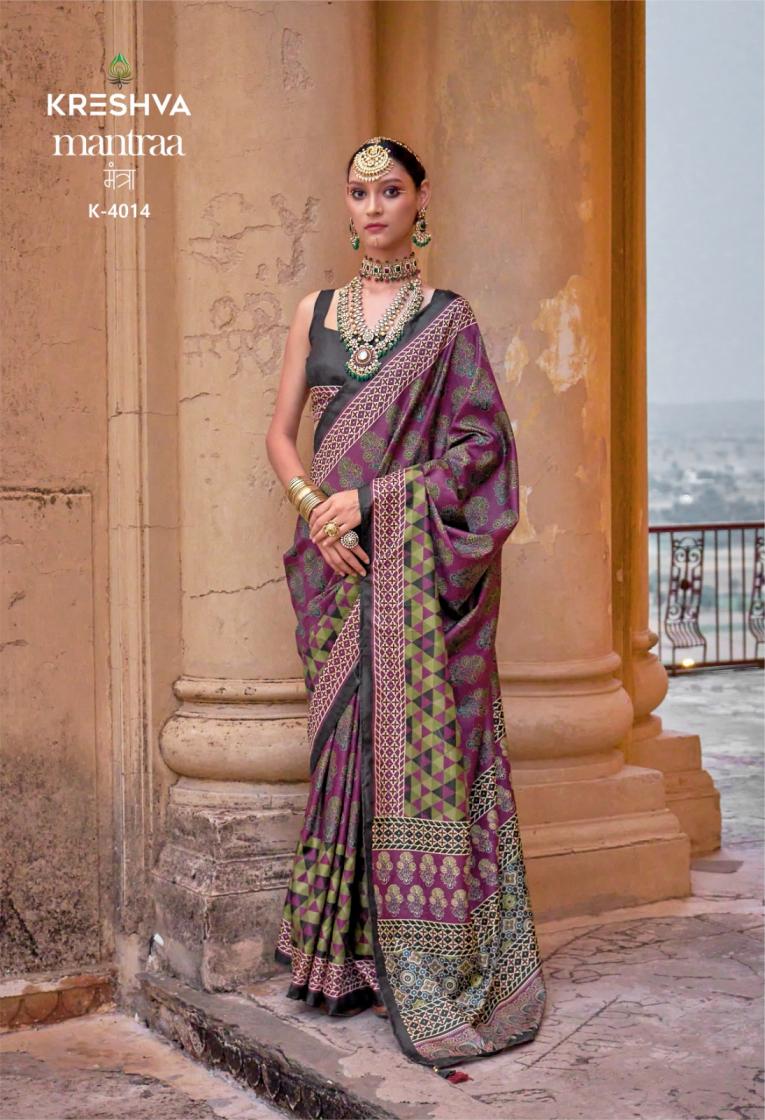 kreshva mantra 4005-4014 silk shop glamorous styles sarees 