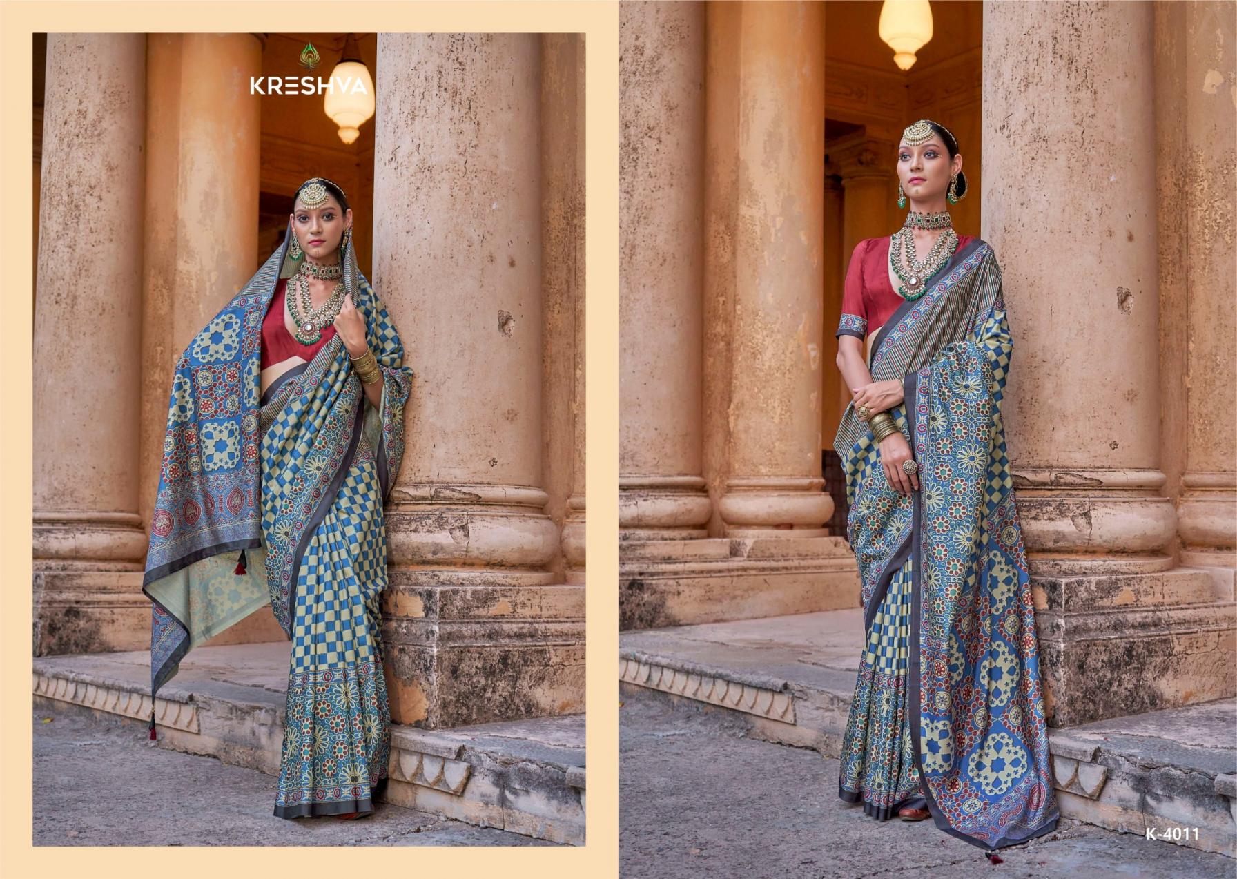 kreshva mantra 4005-4014 silk shop glamorous styles sarees 