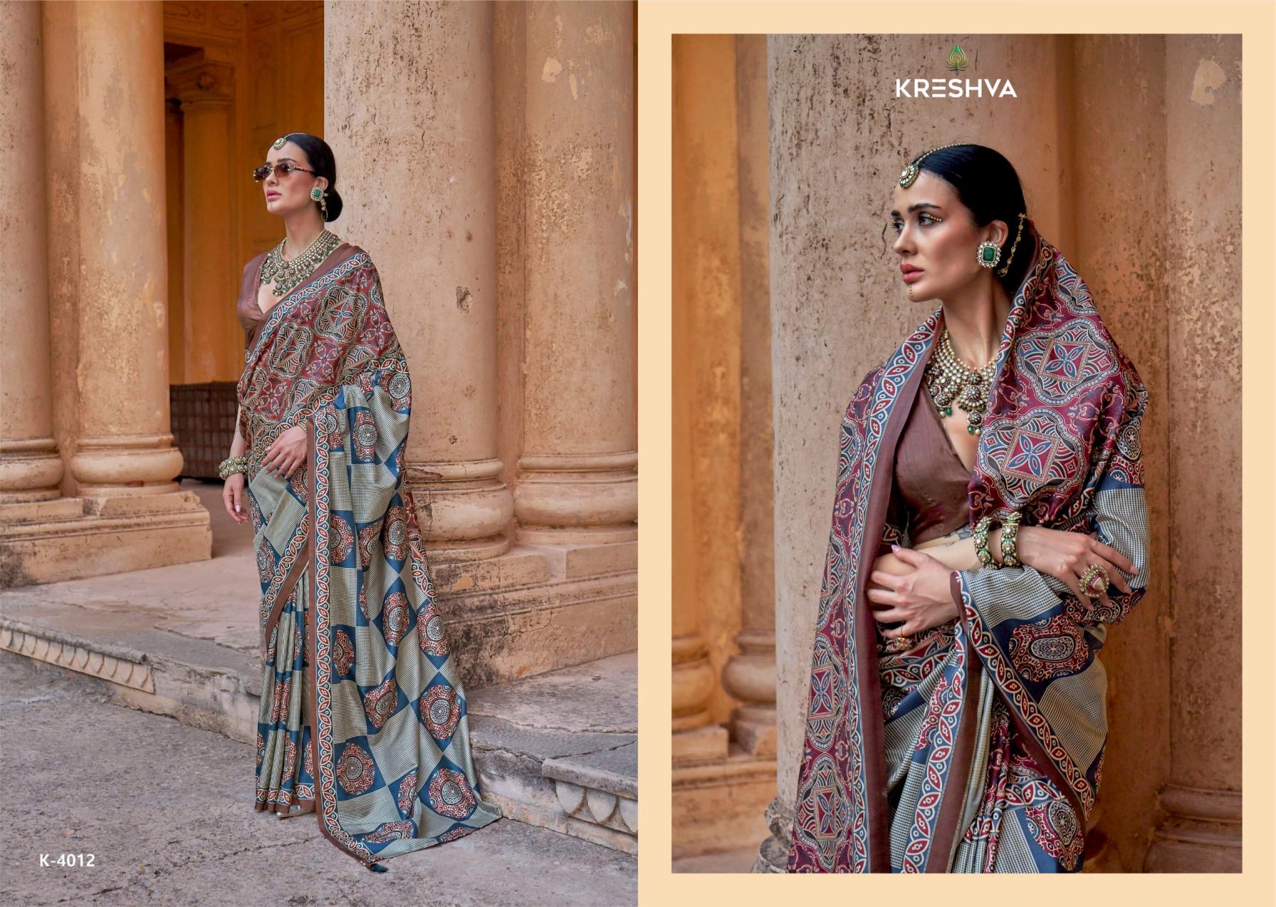 kreshva mantra 4005-4014 silk shop glamorous styles sarees 