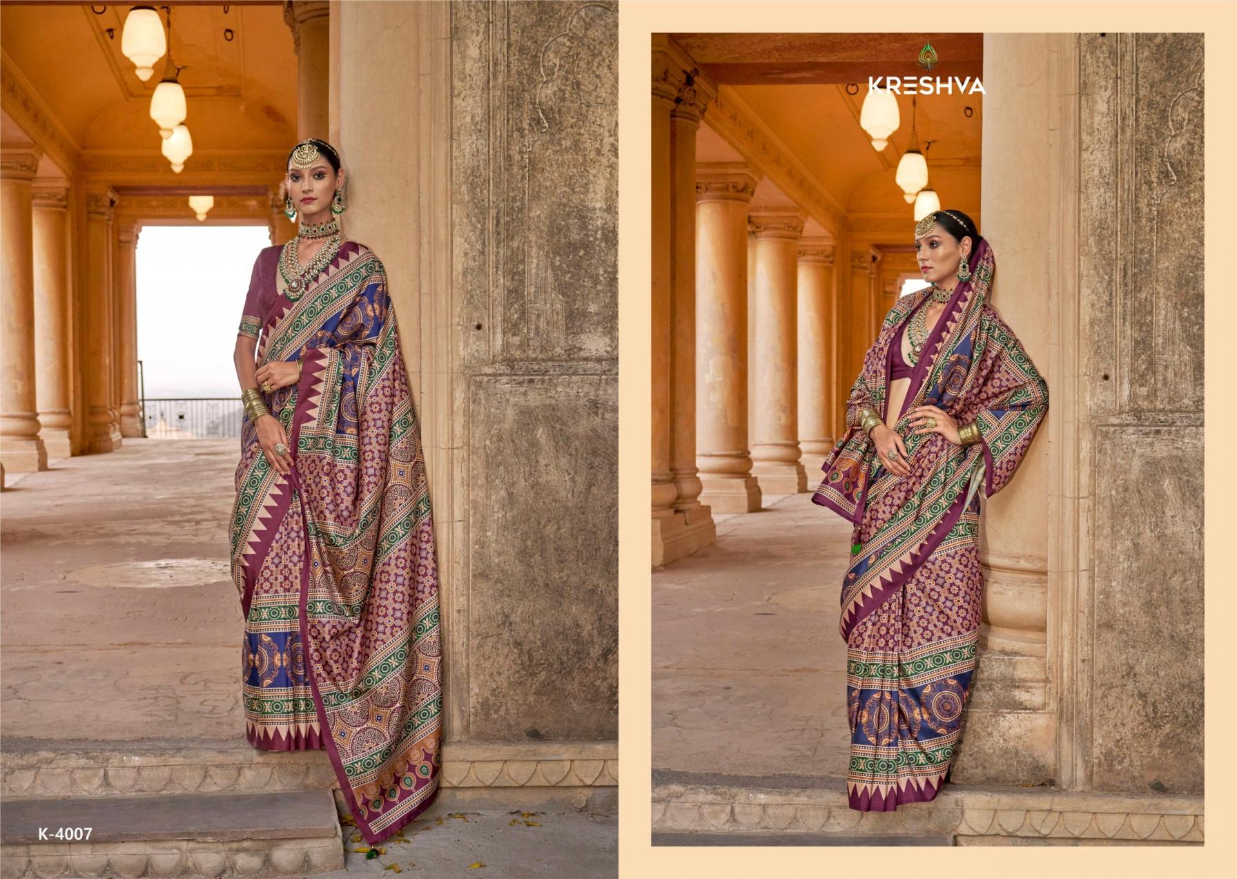 kreshva mantra 4005-4014 silk shop glamorous styles sarees 