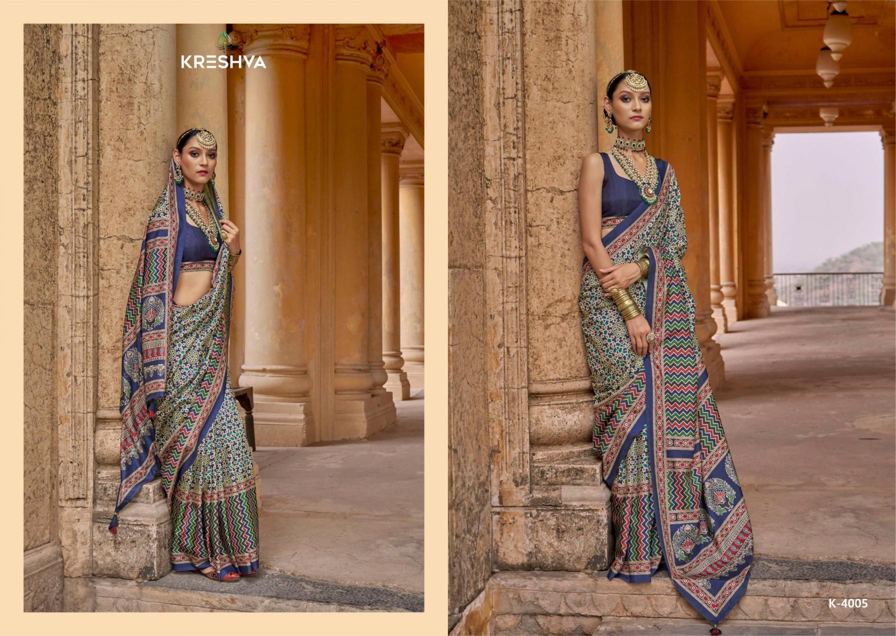 kreshva mantra 4005-4014 silk shop glamorous styles sarees 