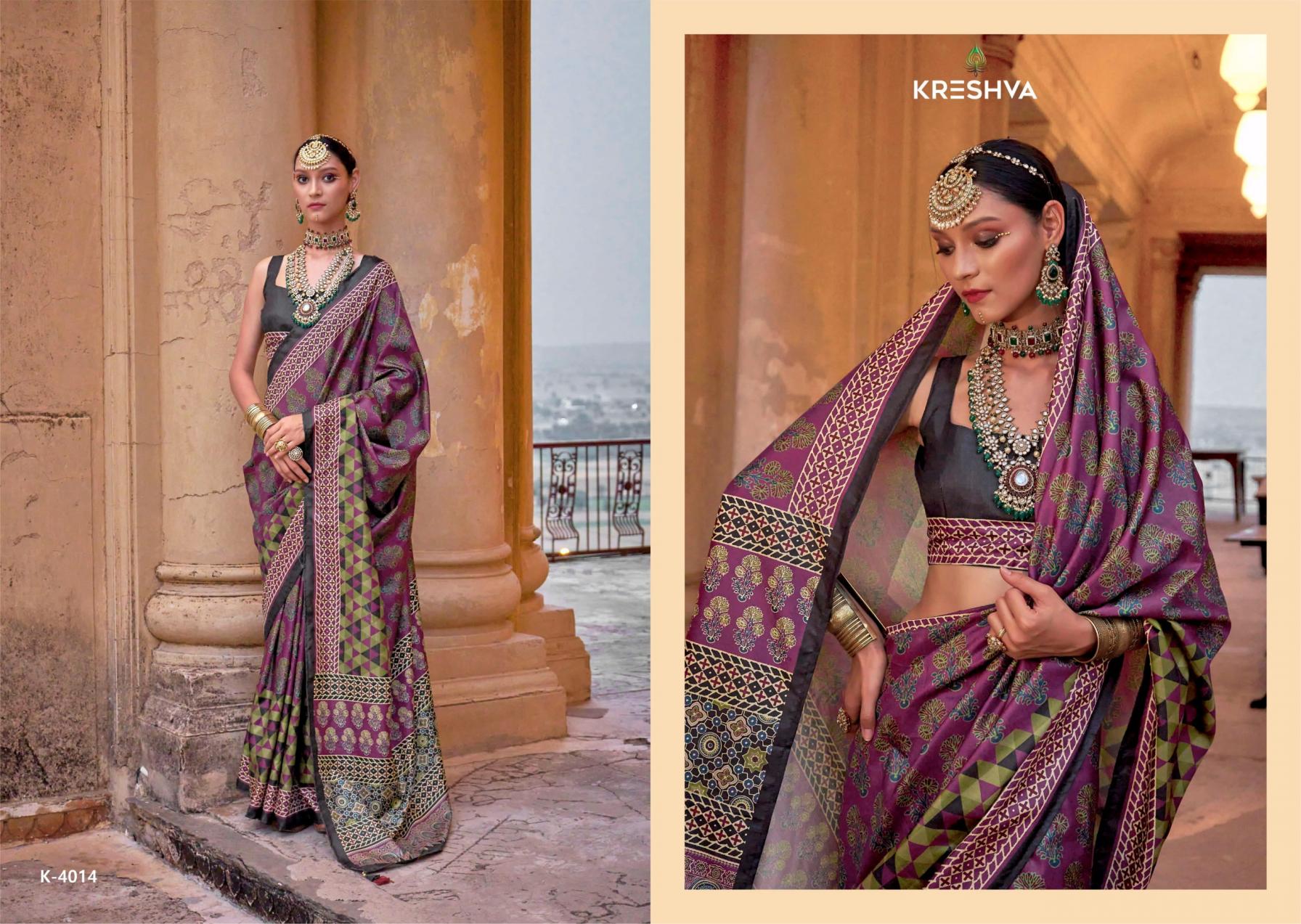 kreshva mantra 4005-4014 silk shop glamorous styles sarees 