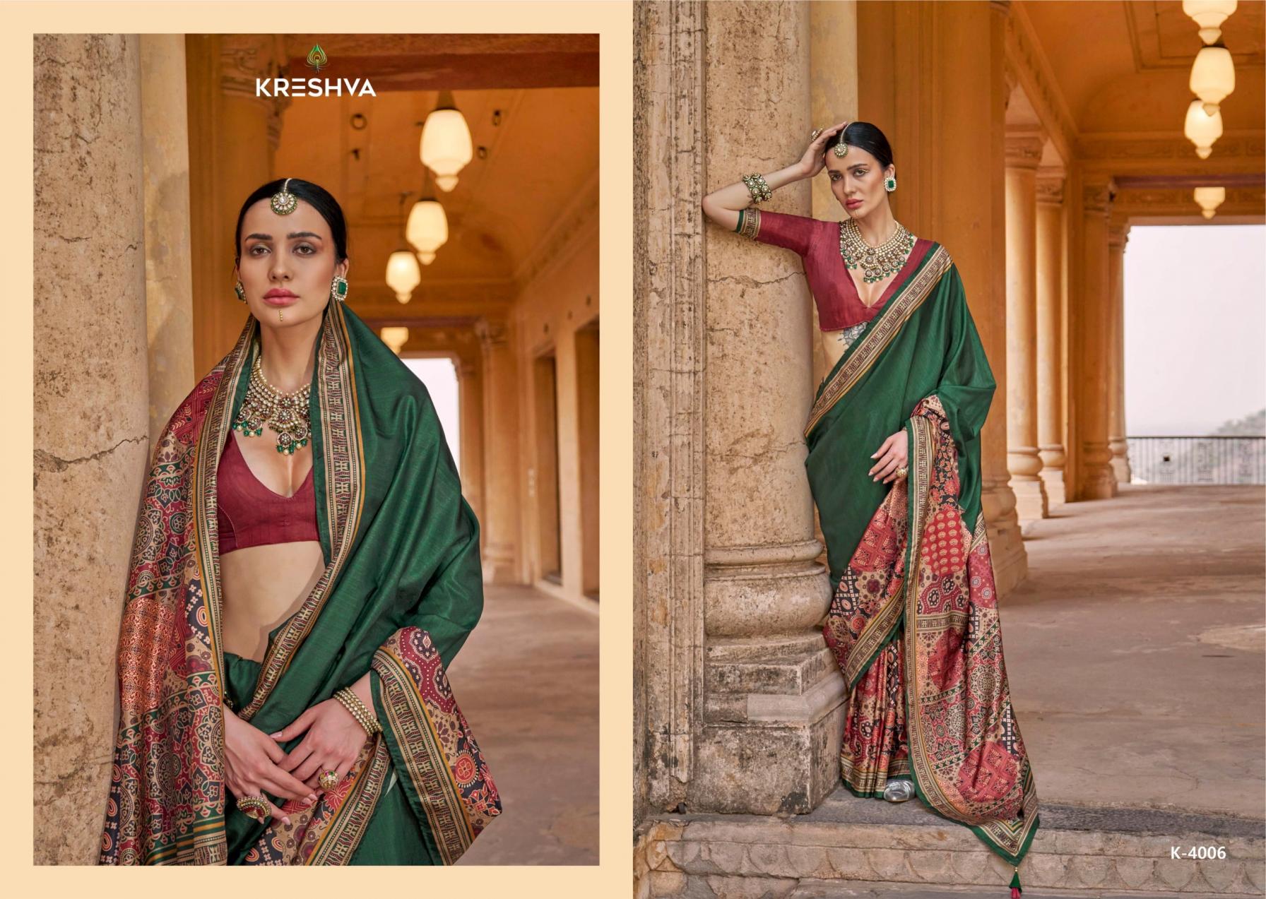 kreshva mantra 4005-4014 silk shop glamorous styles sarees 