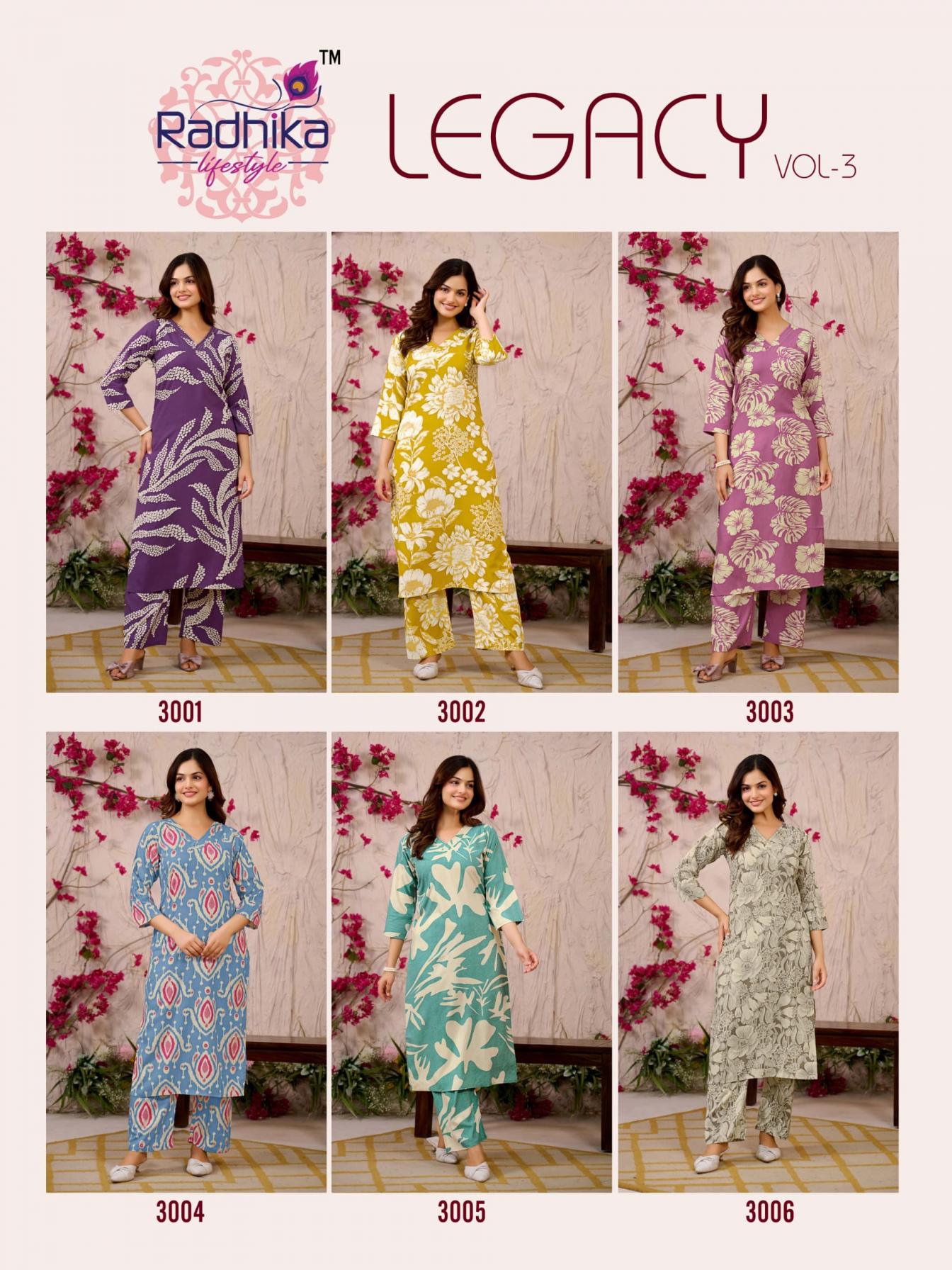 legacy vol 3 by radhika lifestyle rayon readymade daily wear big size co-ord sets 