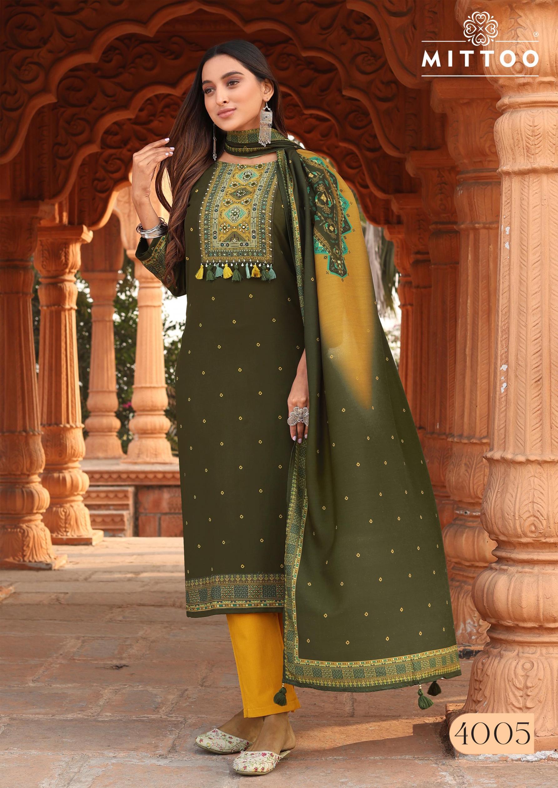 mittoo launch heavy rayon colordrop indian suits 