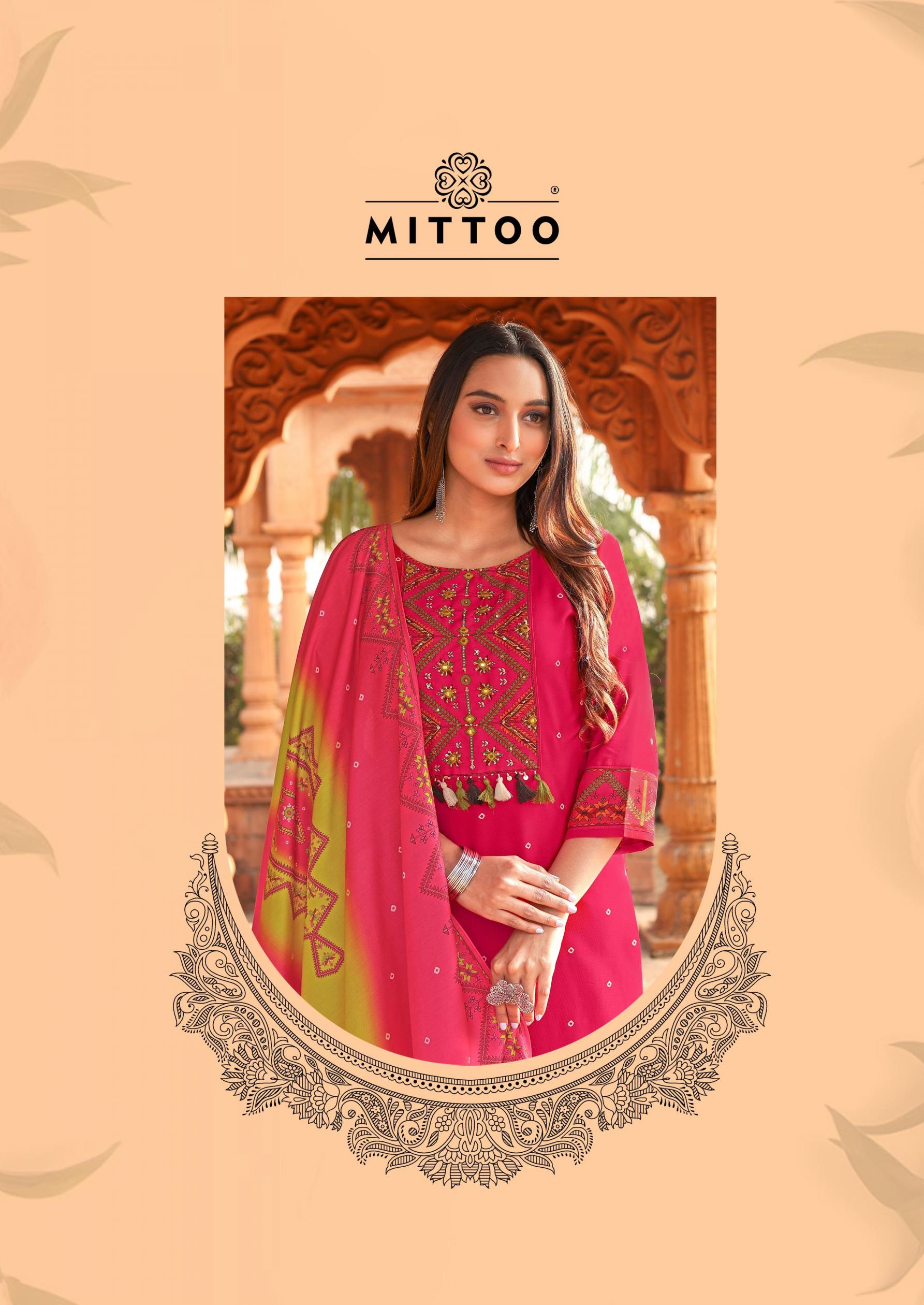 mittoo launch heavy rayon colordrop indian suits 