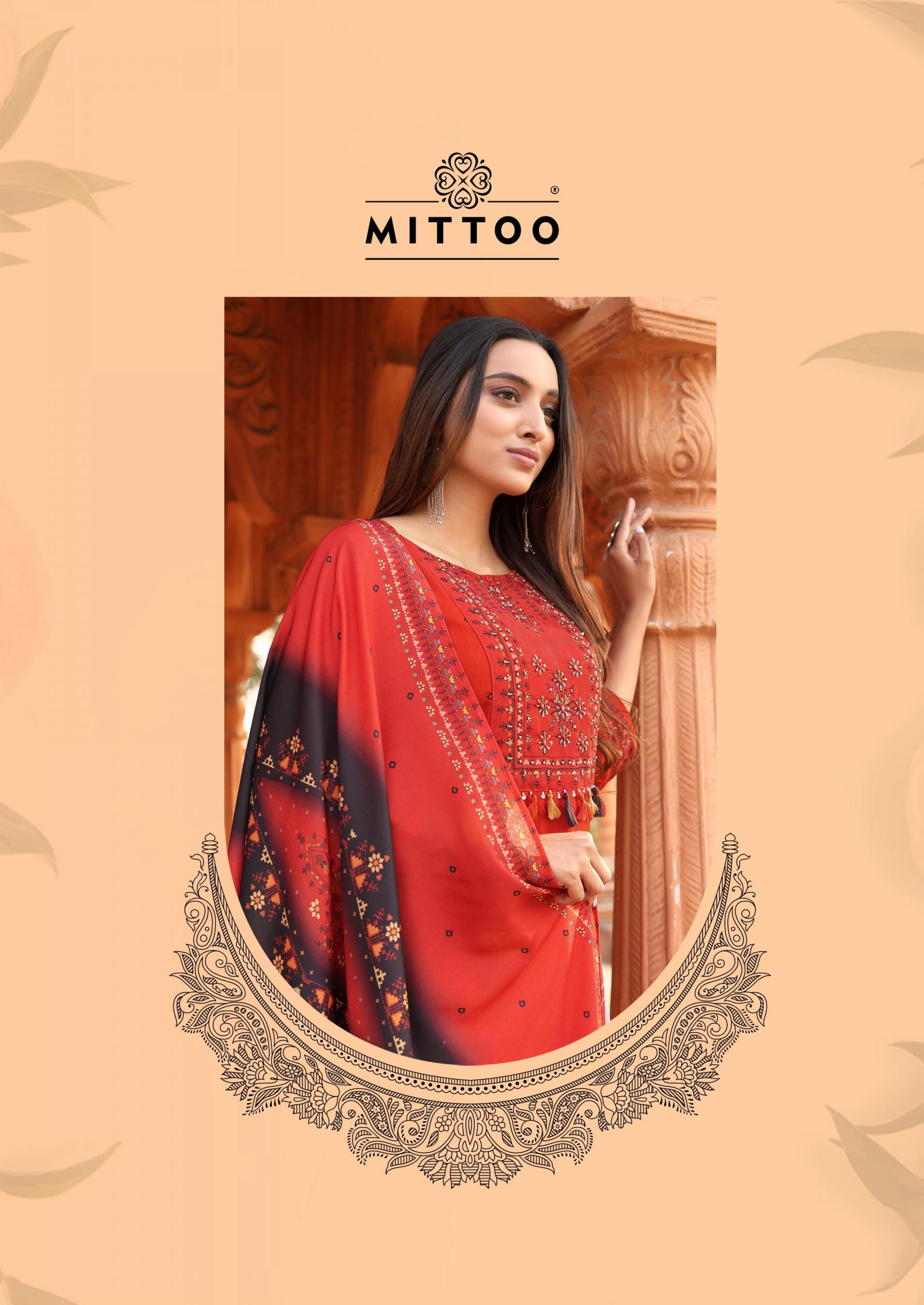 mittoo launch heavy rayon colordrop indian suits 