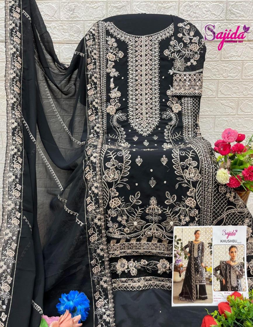 sajida designer khushbu vol 2 1039 georgette fullstitch big size pakistani dress