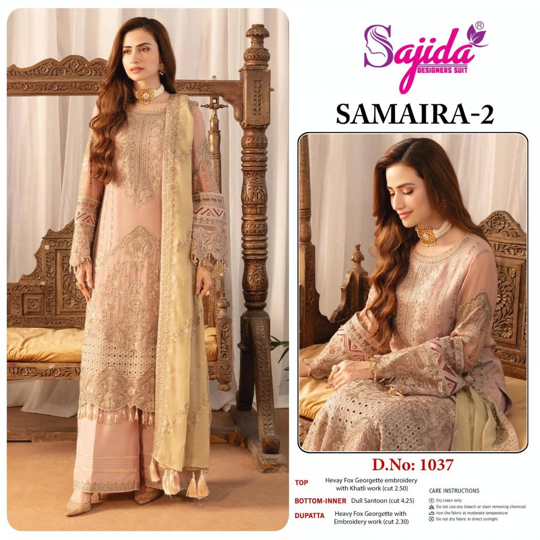 sajida designer samaira vol 2 traditional georgette full stitch pakistani plus size dress
