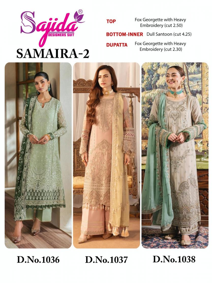 sajida designer samaira vol 2 traditional georgette full stitch pakistani plus size dress