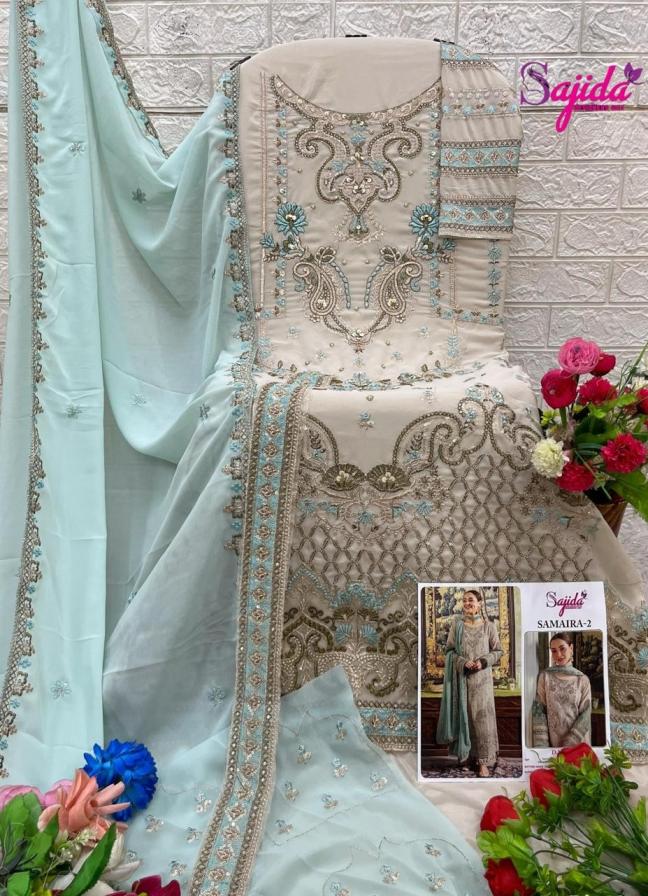 sajida designer samaira vol 2 traditional georgette full stitch pakistani plus size dress