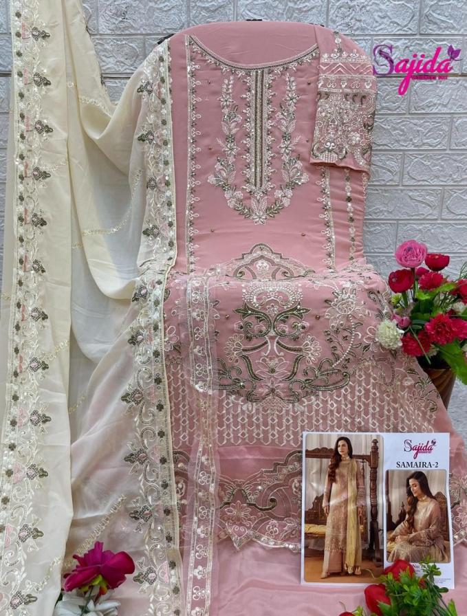 sajida designer samaira vol 2 traditional georgette full stitch pakistani plus size dress