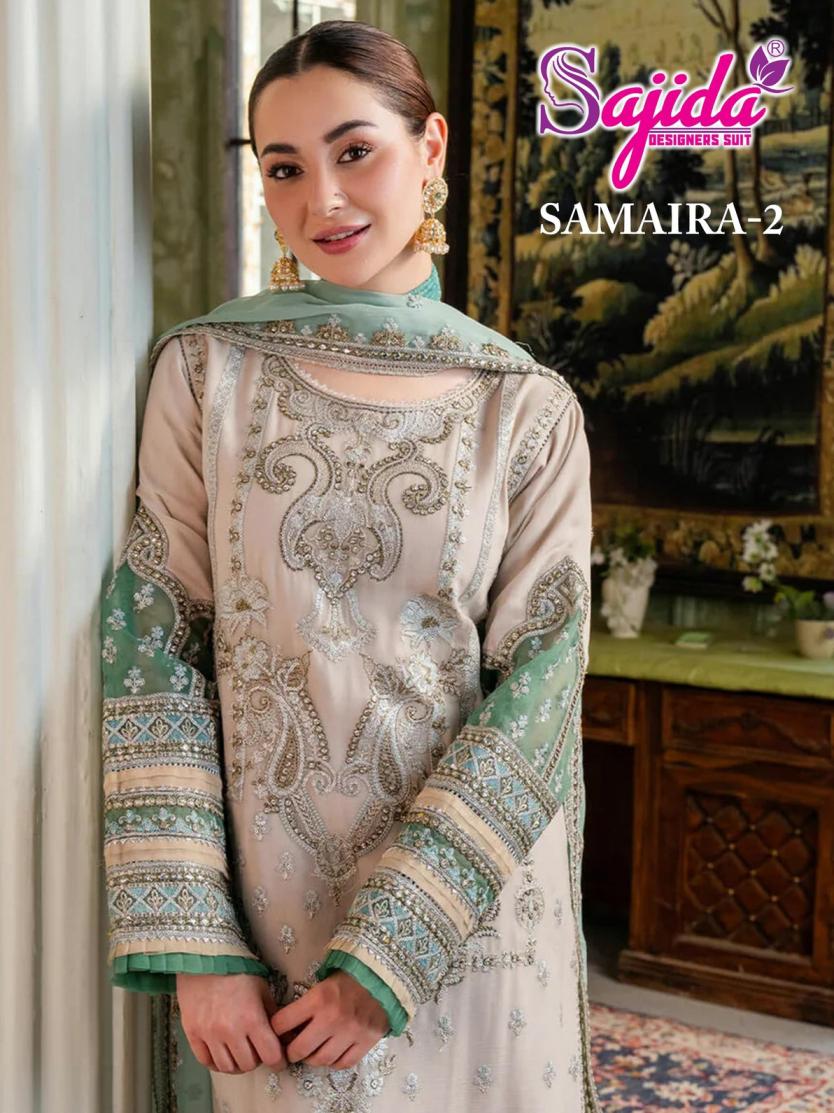 sajida designer samaira vol 2 traditional georgette full stitch pakistani plus size dress