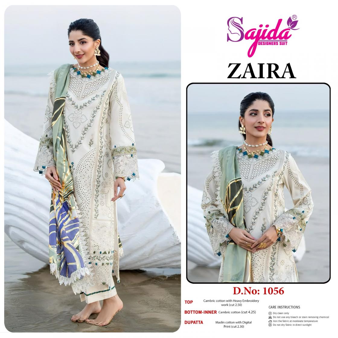 sajida designer zaira by cotton fully stitch pakistani plus size suit for womens 